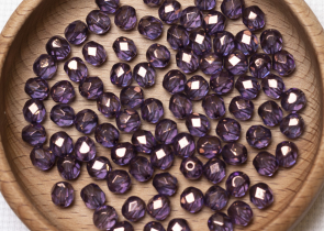 Бусины полированные круглые 6мм 25г (90 штук) 00030/15726 фиолетовые золотой глянец